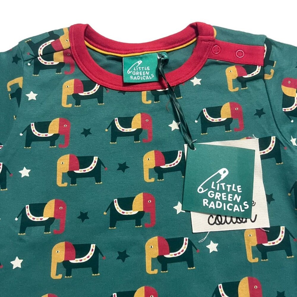 NEW Little Green Radicals 4-5Y Rainbow Elephants Shirt - Picture 3 of 5